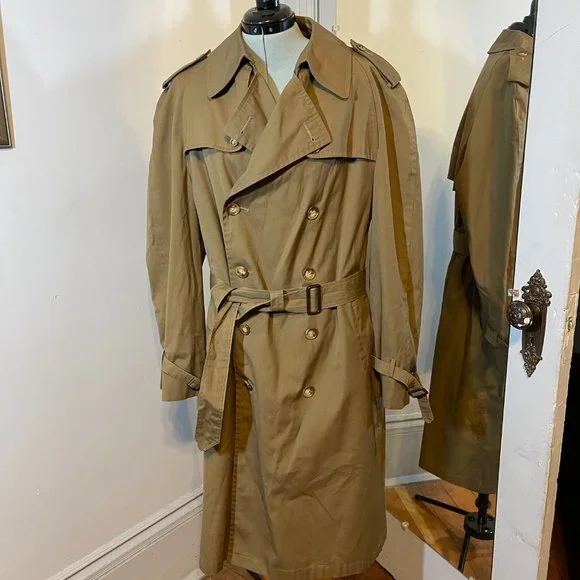 Christian Dior Monsieur Iconic Trench Coat Size 44R Gold Double Breasted Belted - Picture 2 of 14